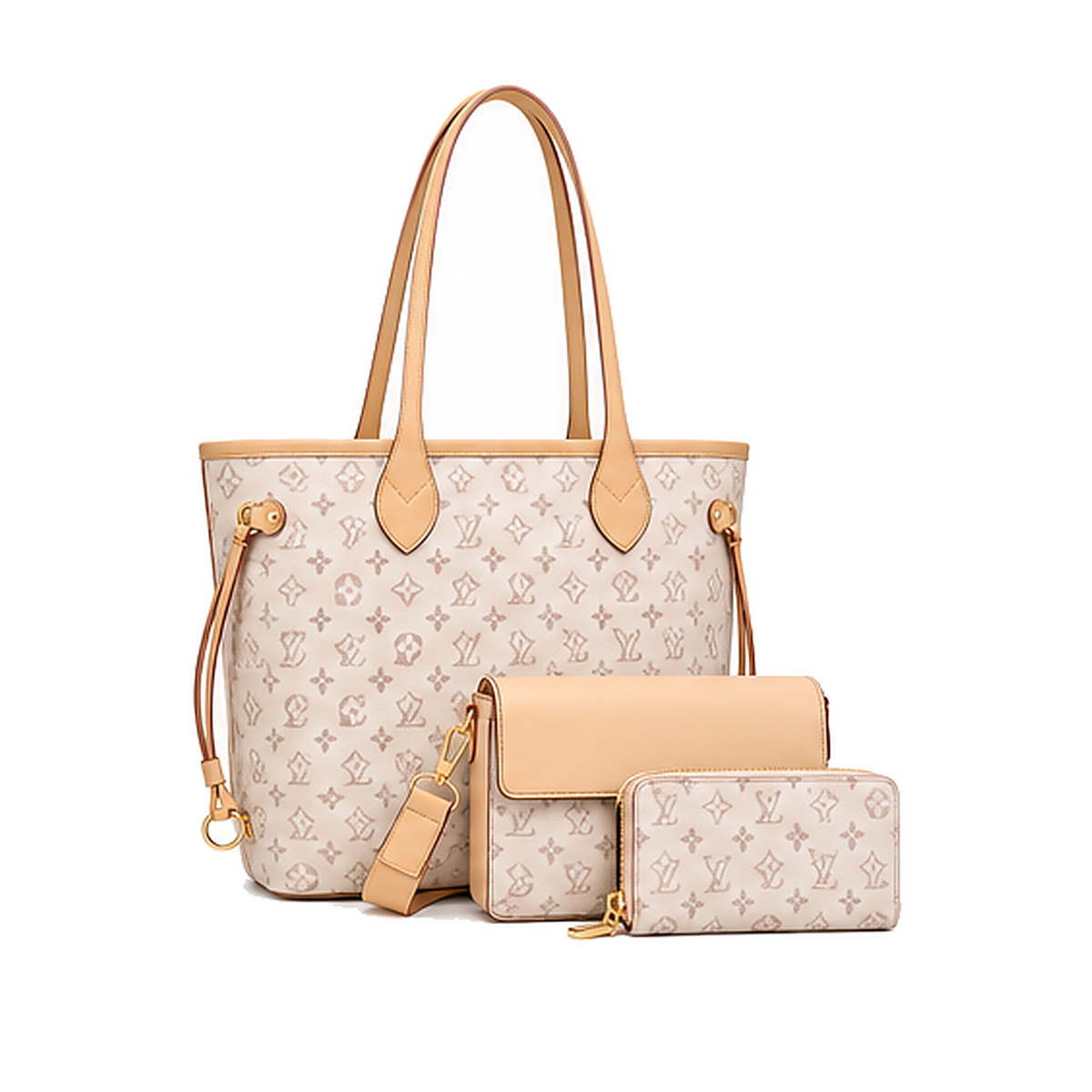 Large Classic Lulu Monogram 3-IN-1 Neverfull Tote Set