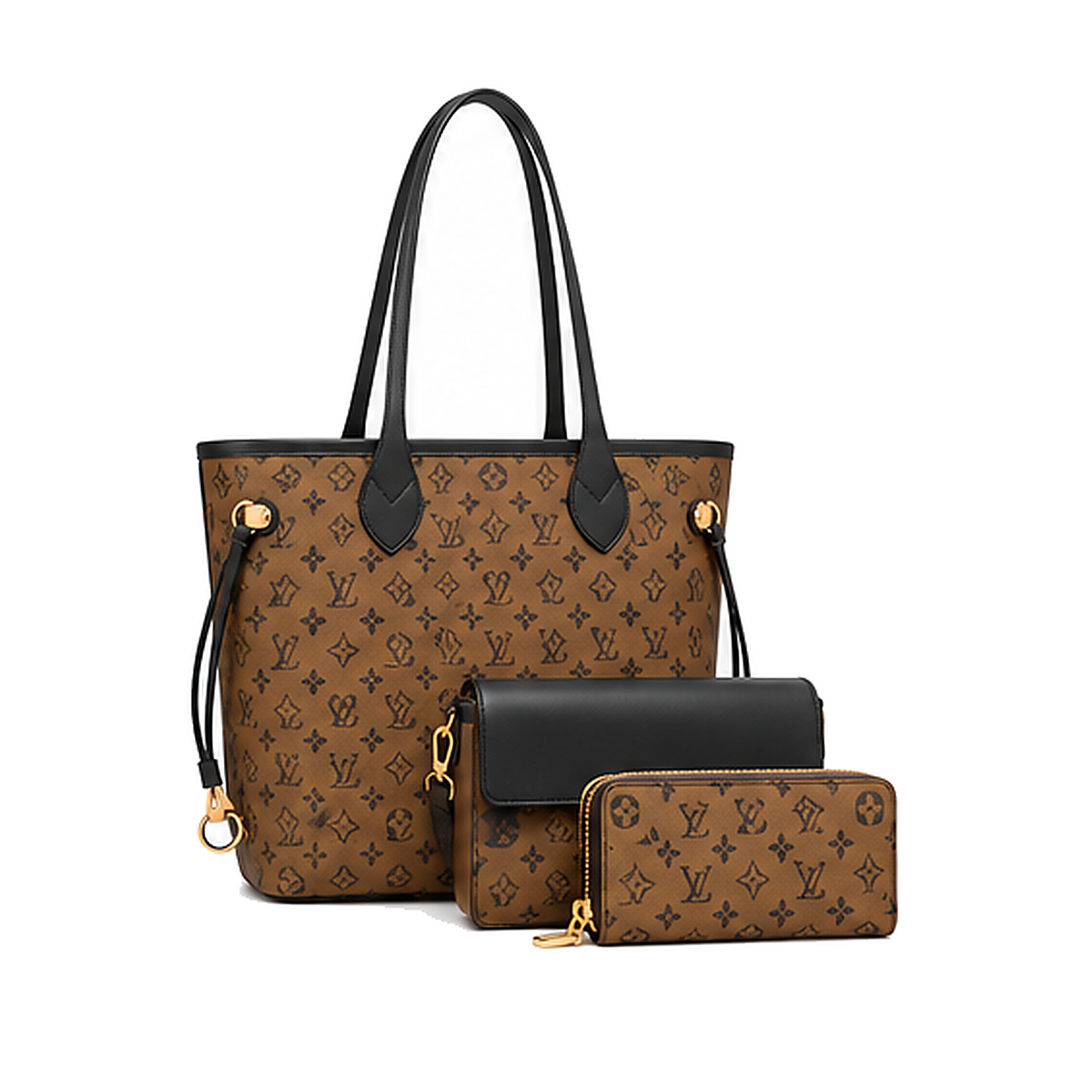 Large Classic Lulu Monogram 3-IN-1 Neverfull Tote Set