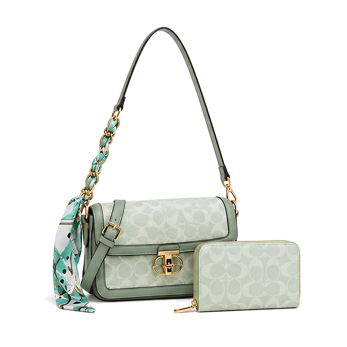 Fashion C-Pattern Shoulder Bag Set with Scarf Chain