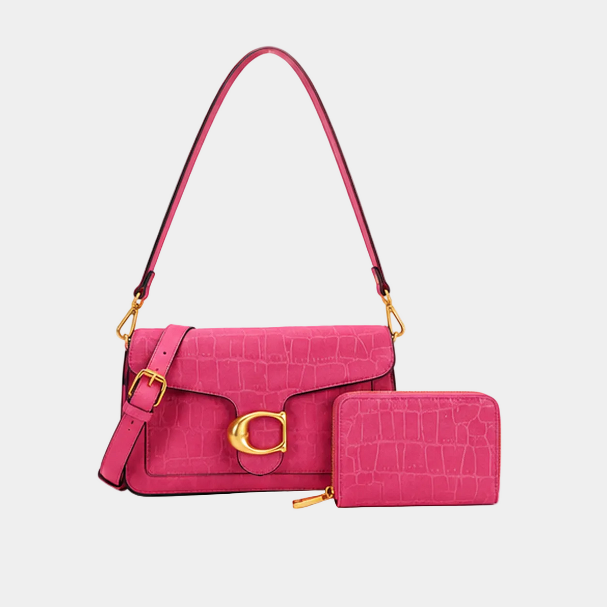 Croc-embossed Texture C-LOGO Shoulder Bag Set