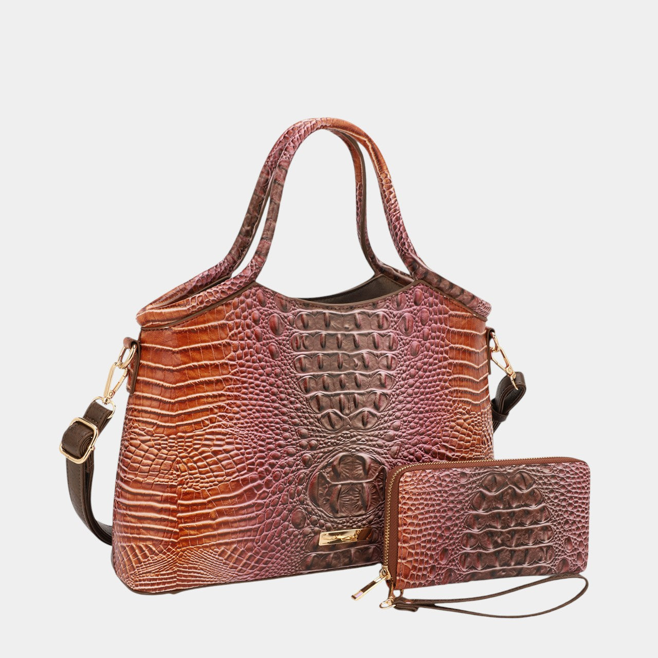 Sienna Crocodile-Embossed Fashion Satchel Bag