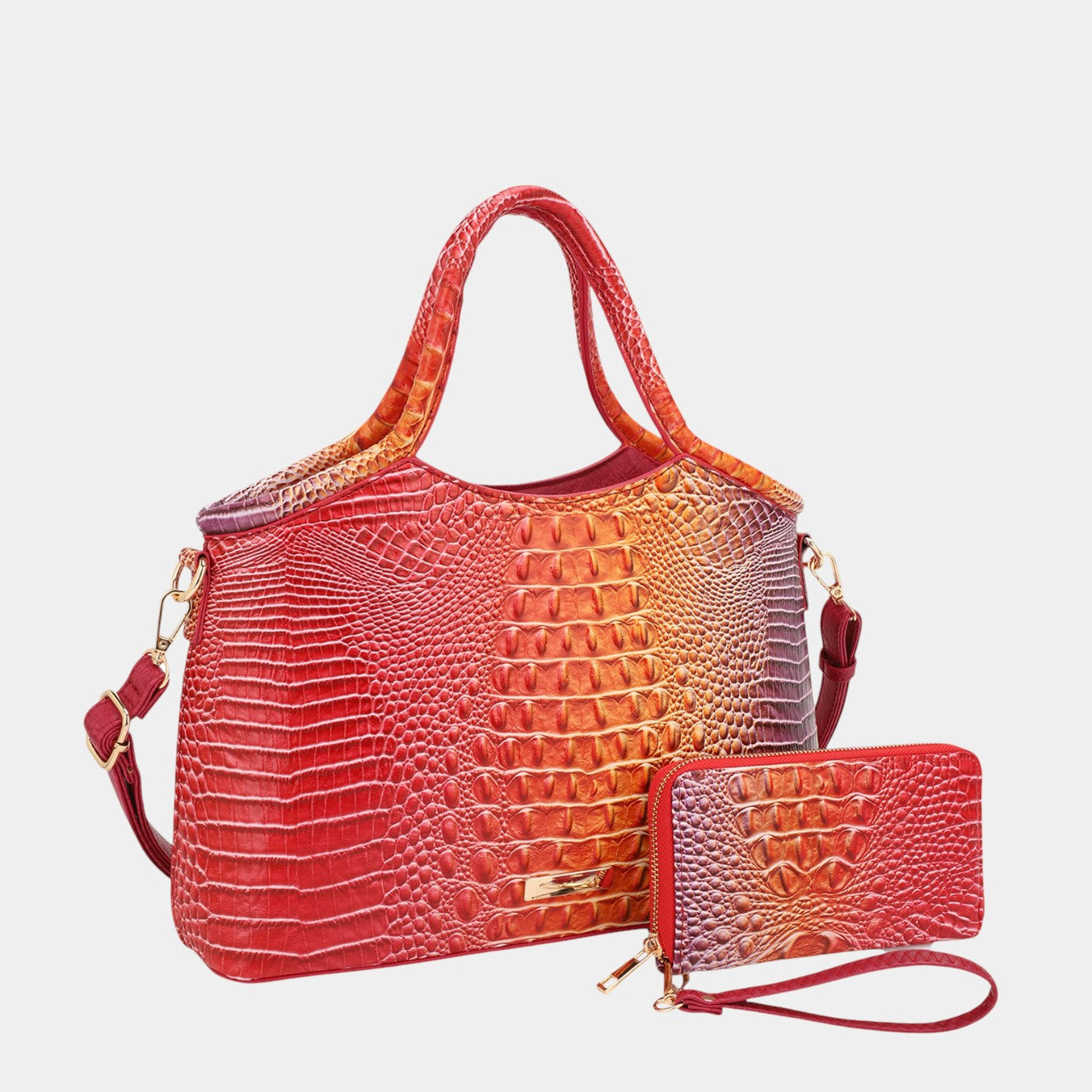 Sienna Crocodile-Embossed Fashion Satchel Bag