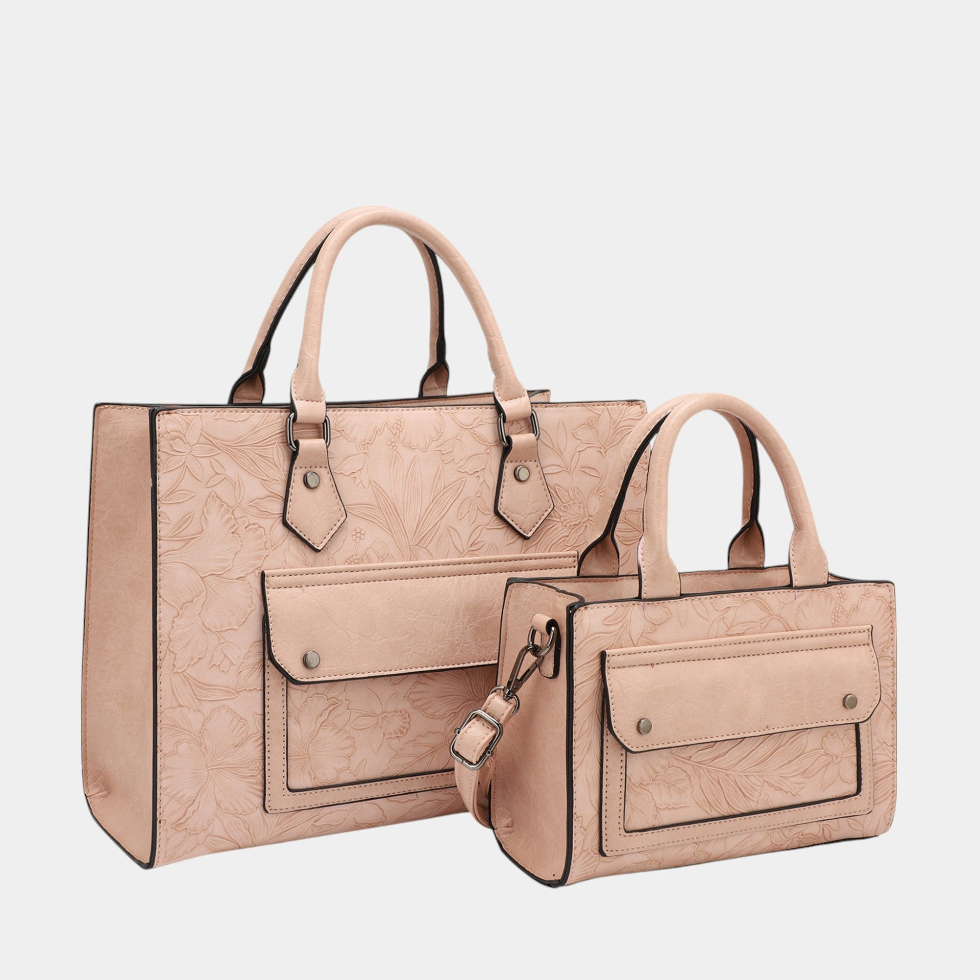 Vera 2-Piece Vegan Leather Pocket Tote Bag