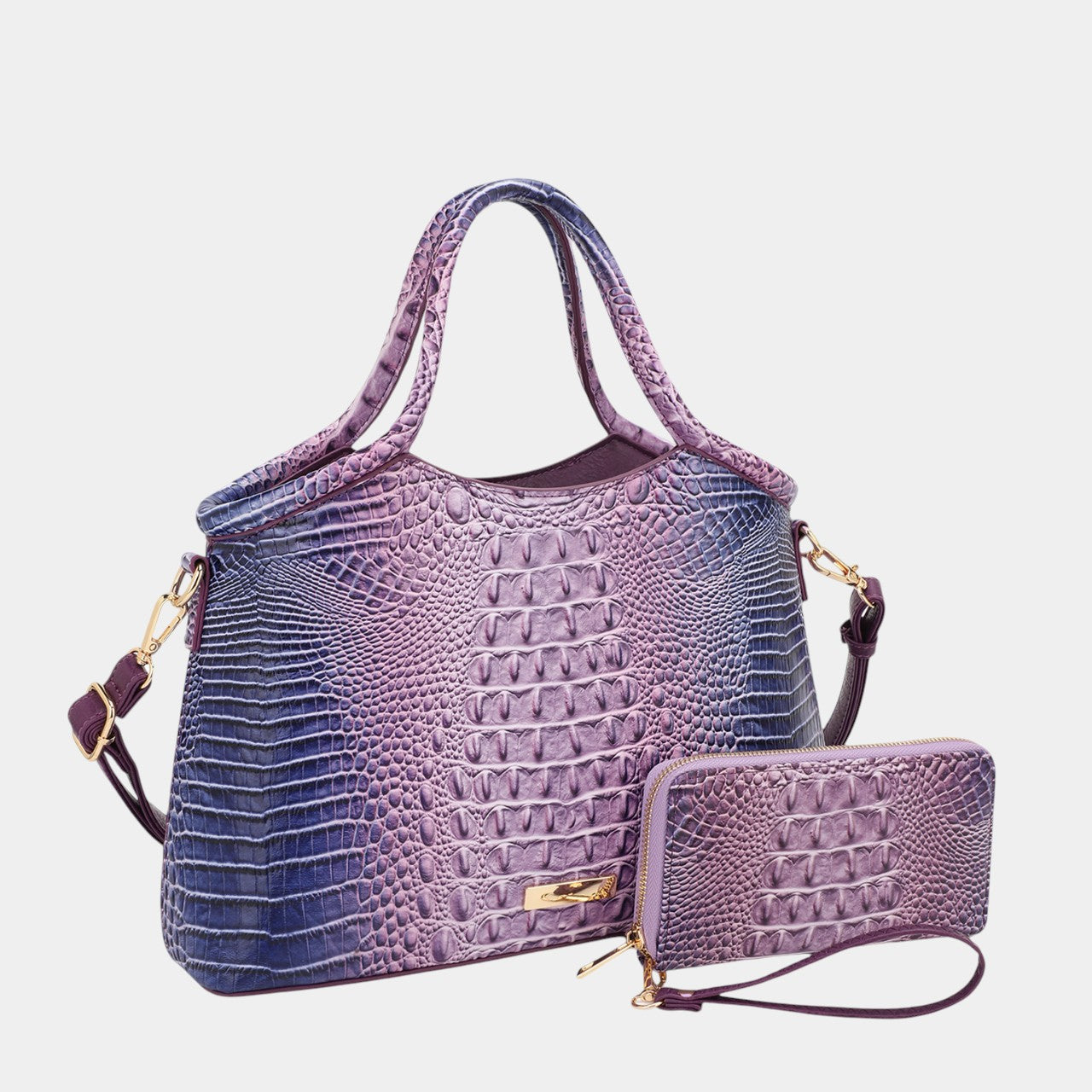 Sienna Crocodile-Embossed Fashion Satchel Bag