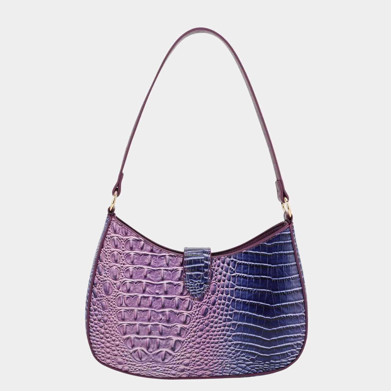 Sienna Crocodile-print Hobo Bag with Gold Lock