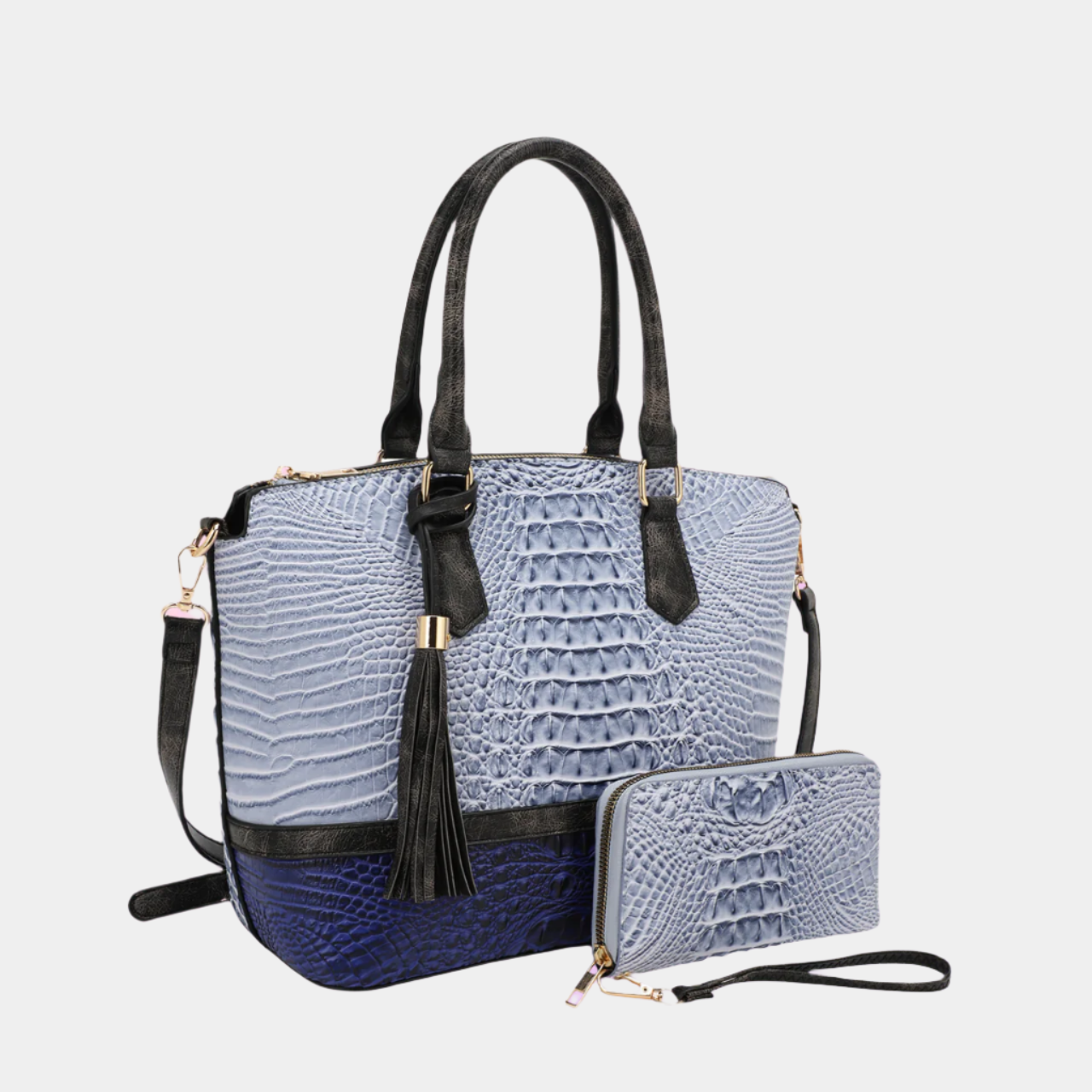 Sienna Crocodile-Embossed Tote Bag Set