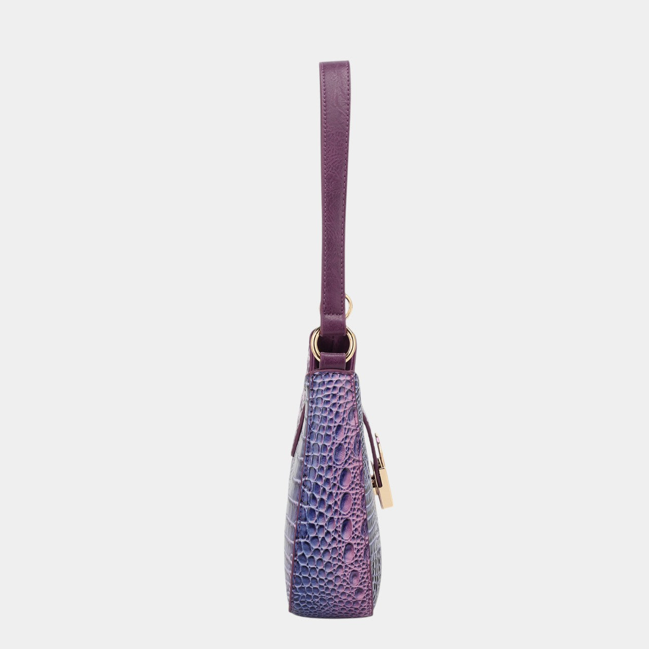 Sienna Crocodile-print Hobo Bag with Gold Lock