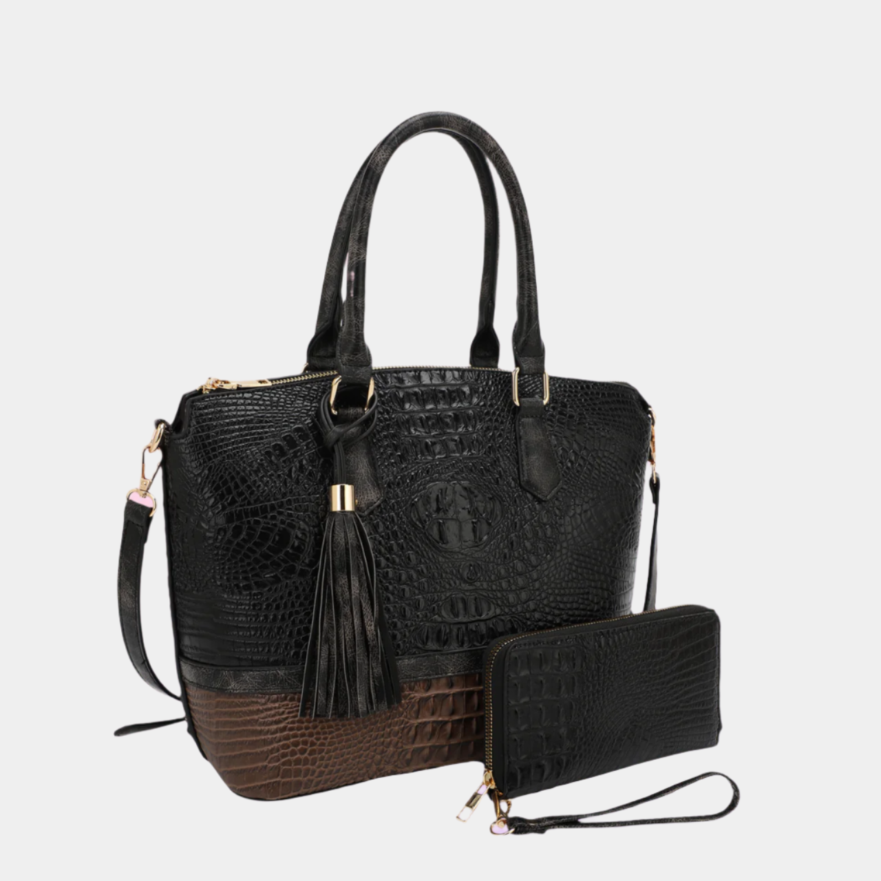 Sienna Crocodile-Embossed Tote Bag Set