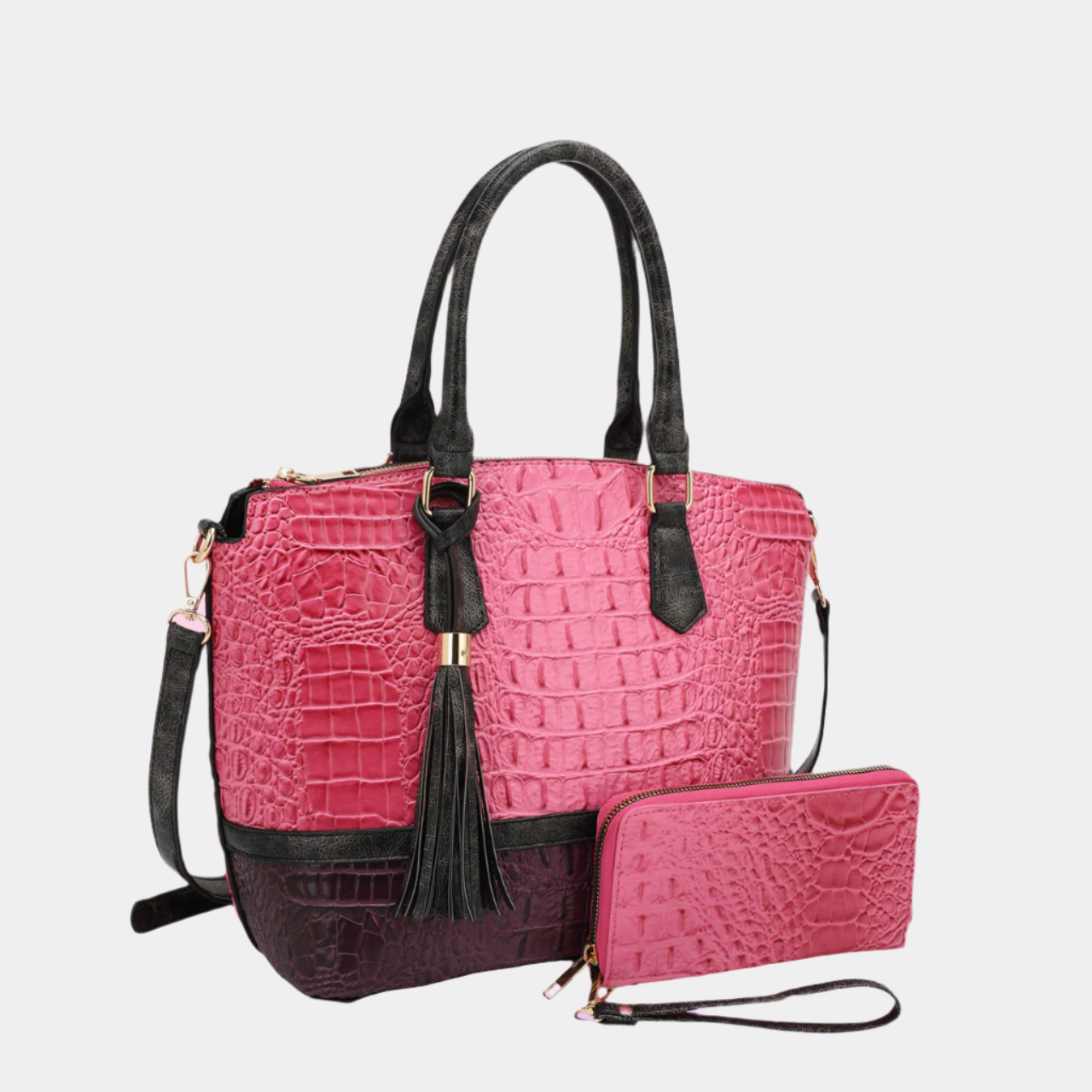 Sienna Crocodile-Embossed Tote Bag Set