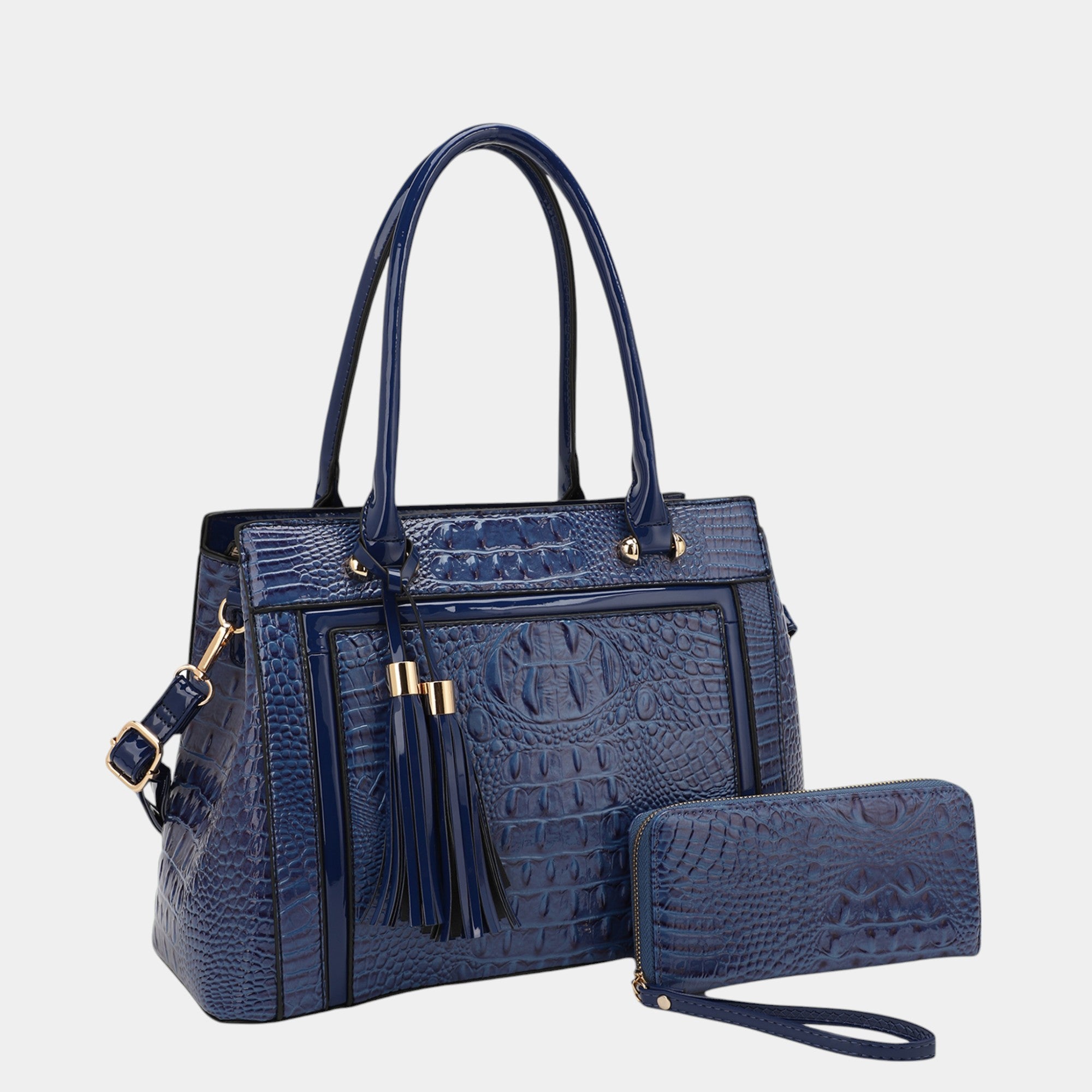 Sienna Crimson Elegance Croc-Embossed Tote Set
