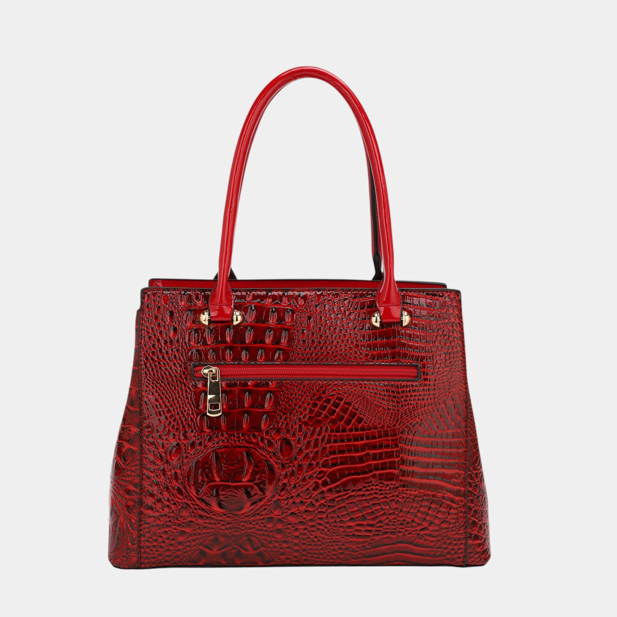 Sienna Crimson Elegance Croc-Embossed Tote Set