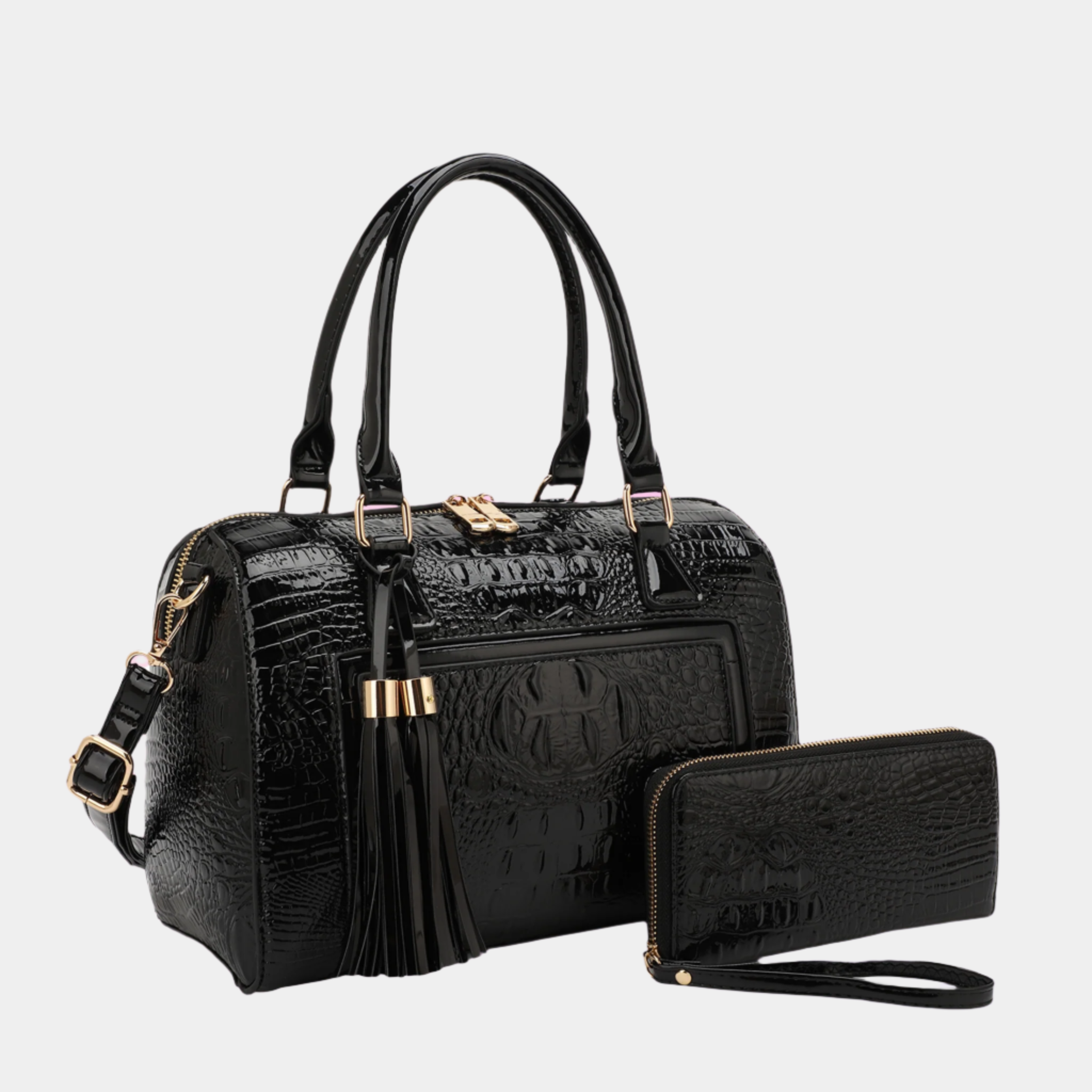Sienna Exclusive Luxe Croc-Embossed Satchel Set
