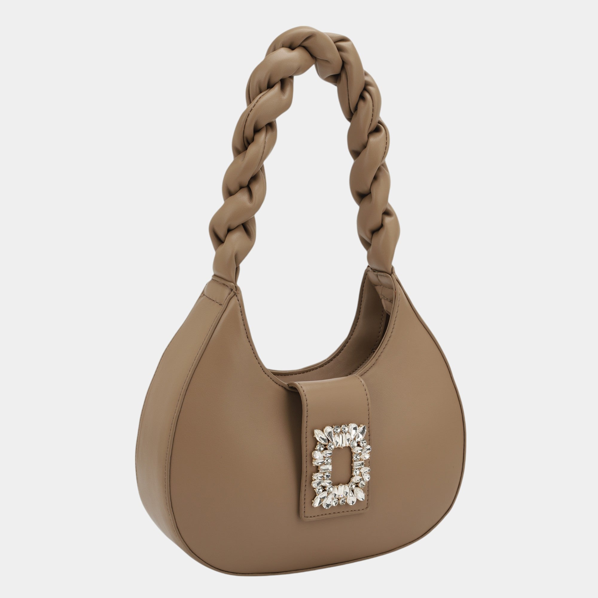 Exclusive Braided Crystal Embellished Hobo Bag