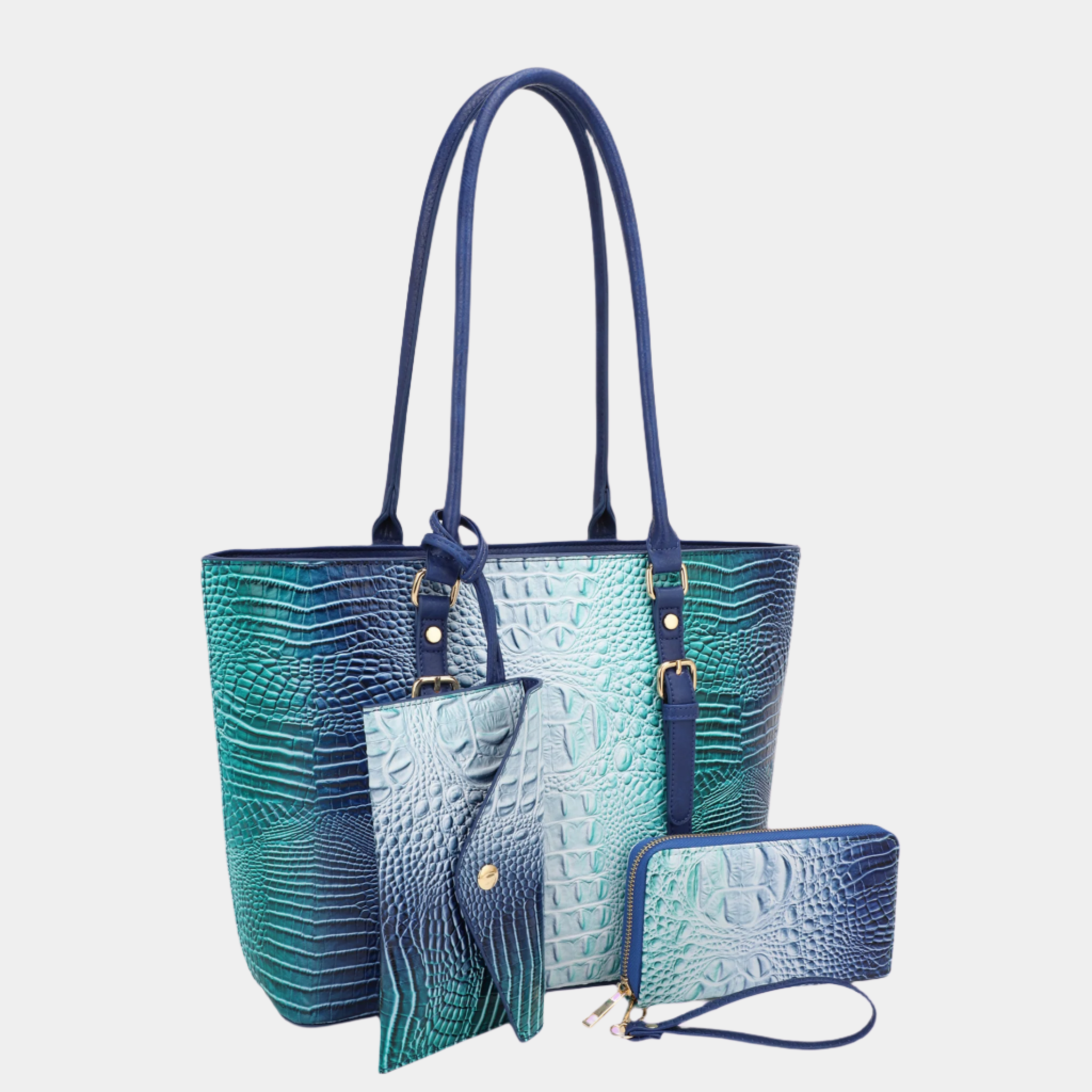Sienna Exclusive 3 Piece Croc Embossed Tote Set