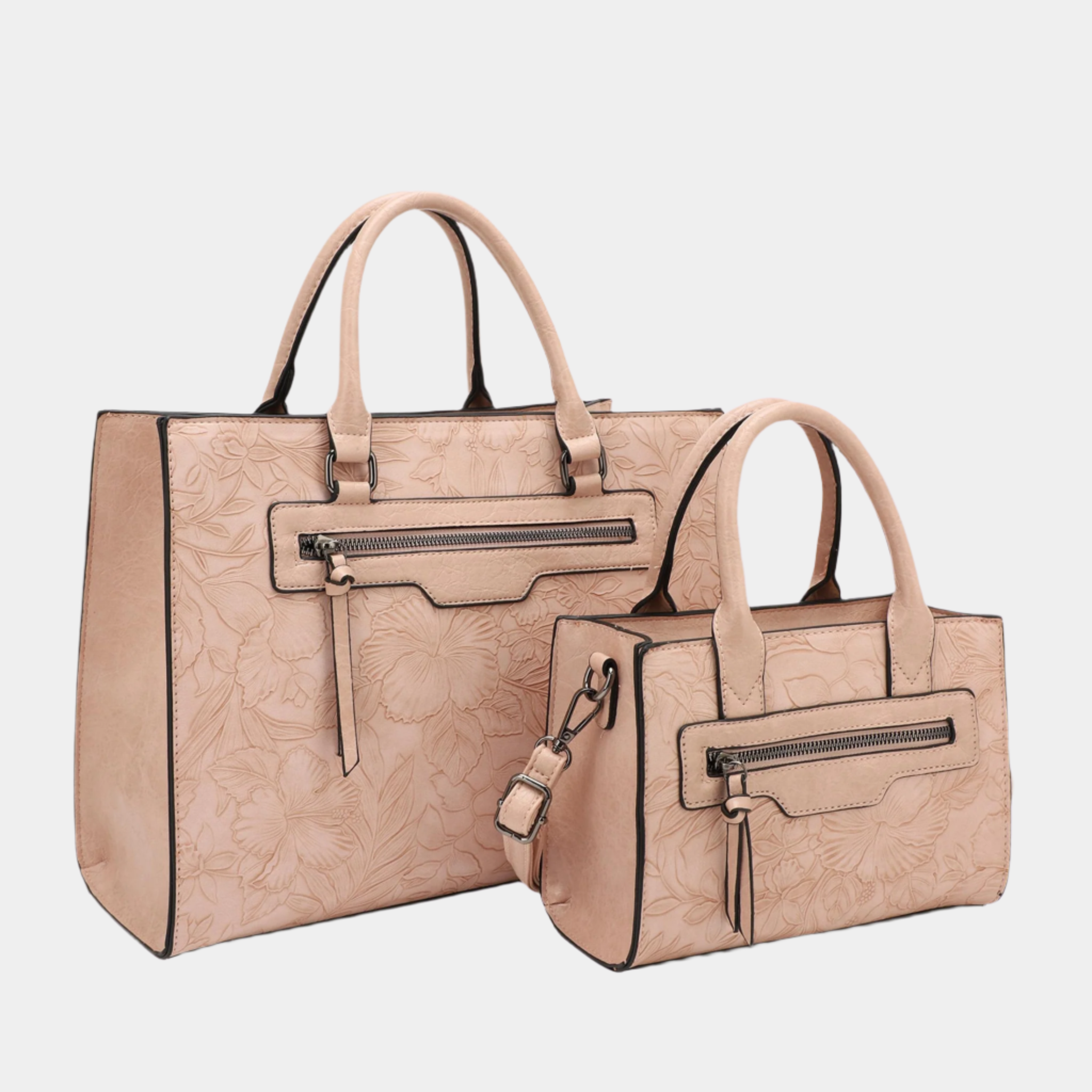 Vera 2-Piece Vegan Leather Zipper Tote Bag