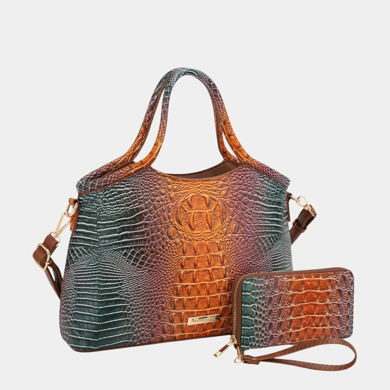 Sienna Crocodile-Embossed Fashion Satchel Bag