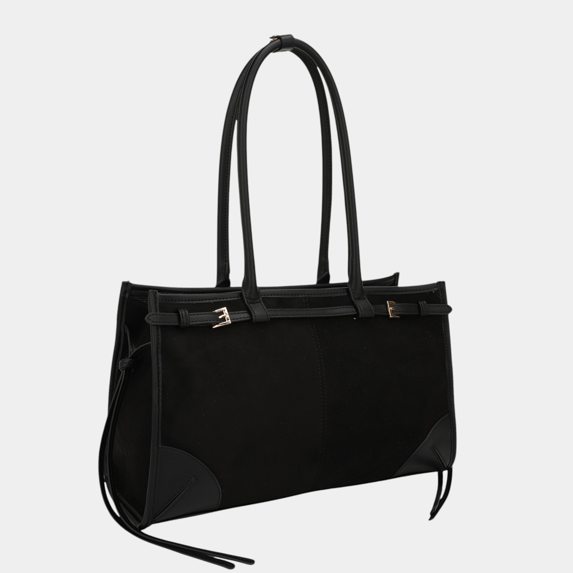 Luxe Elegance Structured Suede and Vegan Leather Tote