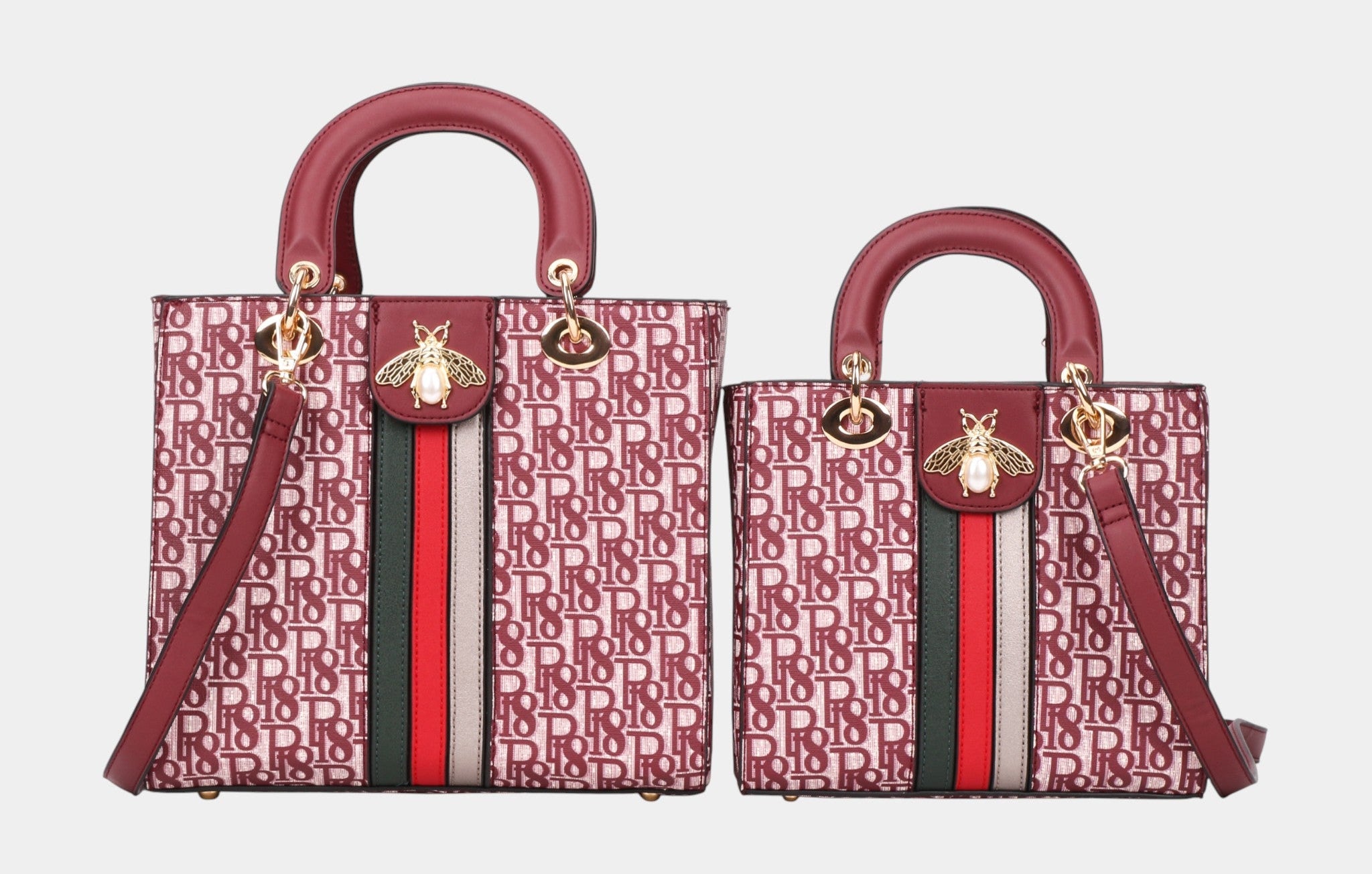 Classic Letter Printed Mommy and Me Handbag Set with Bee Decoration