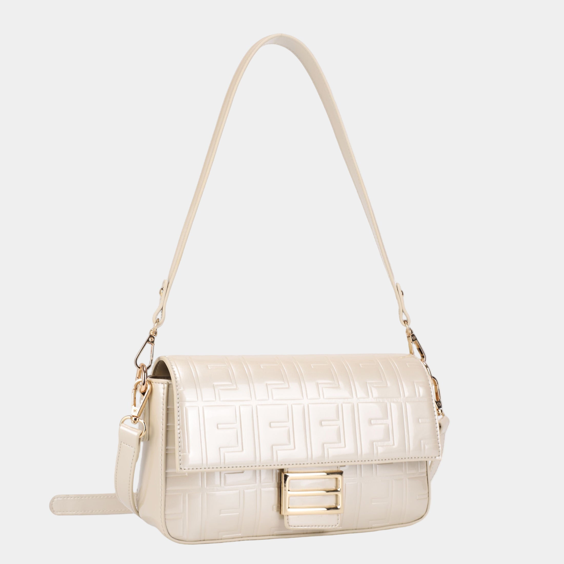 Luxury Shiny Crossbody Bag with Gold Hardware