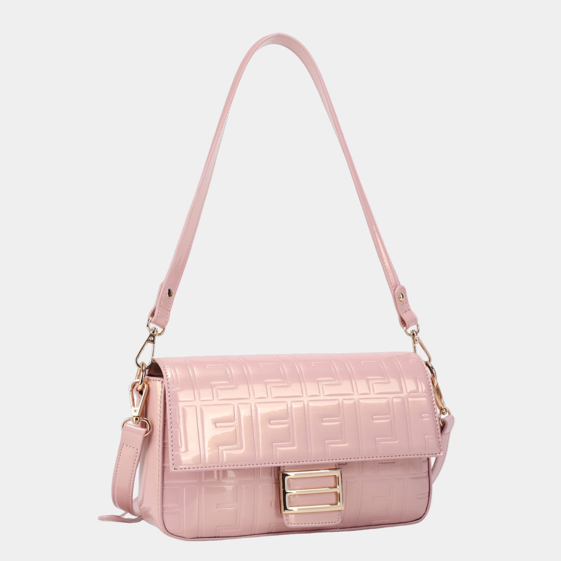 Luxury Shiny Crossbody Bag with Gold Hardware