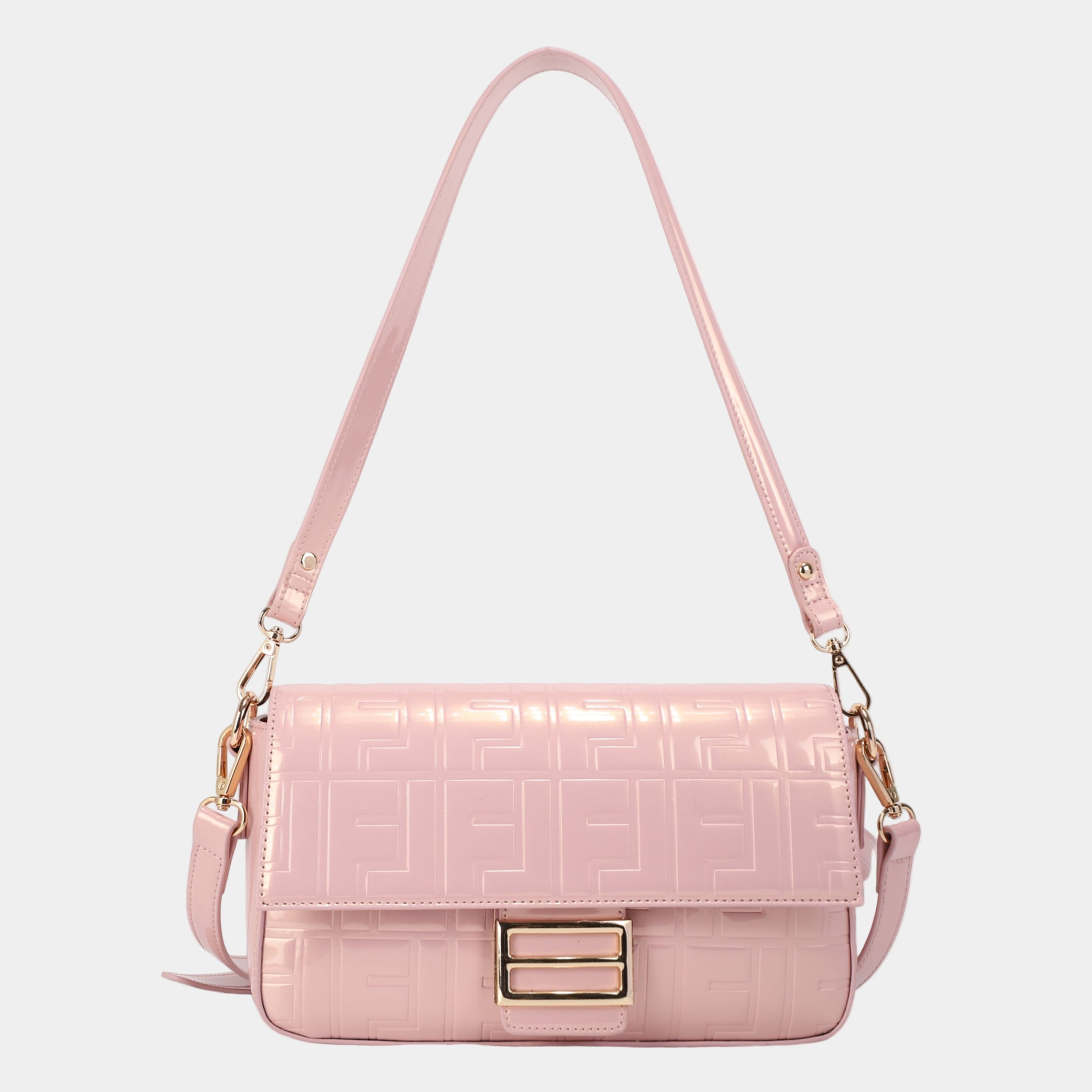 Luxury Shiny Crossbody Bag with Gold Hardware