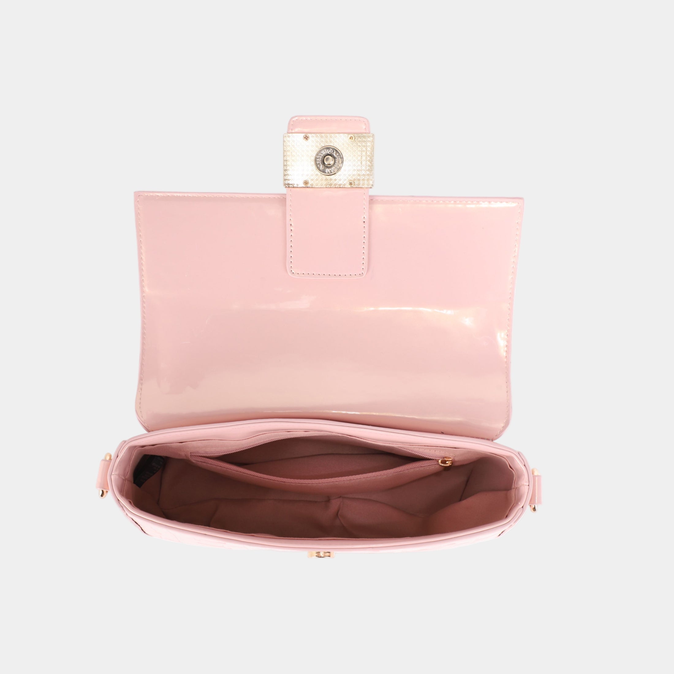 Luxury Shiny Crossbody Bag with Gold Hardware