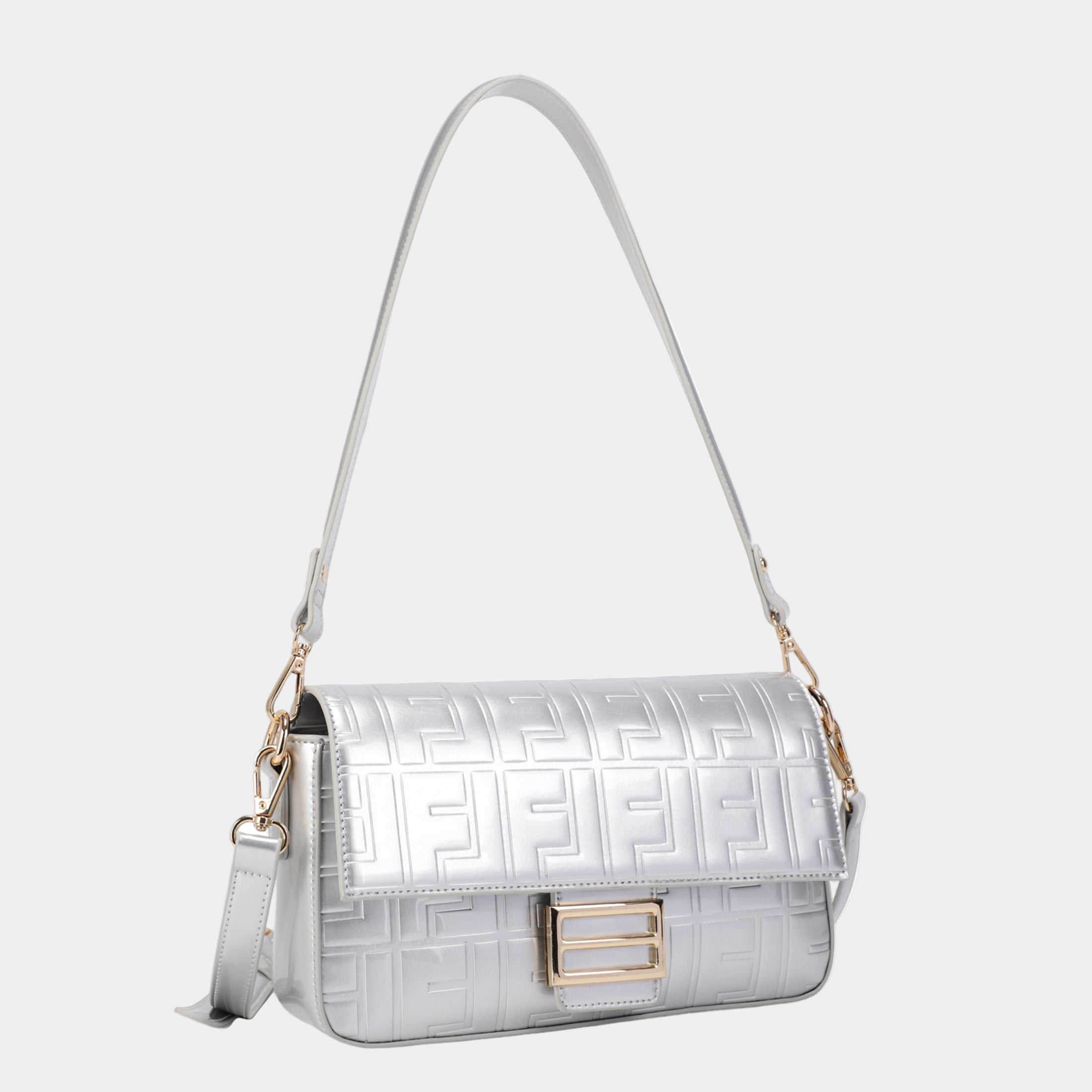Luxury Shiny Crossbody Bag with Gold Hardware