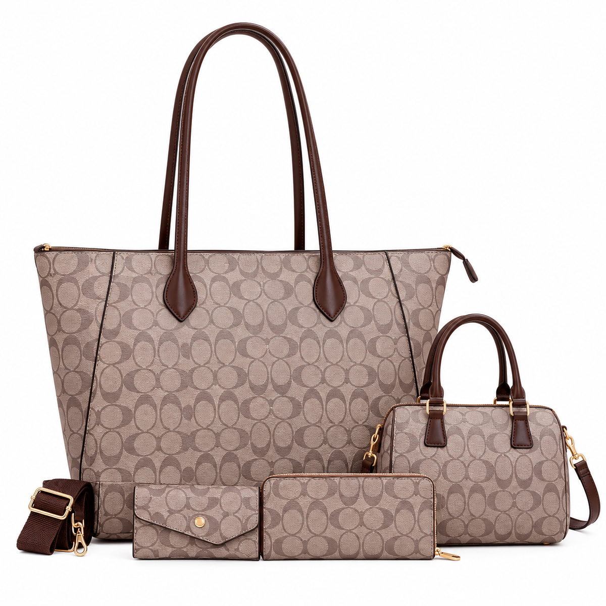 Large Elegant C-pattern 4-IN-1 Tote Set