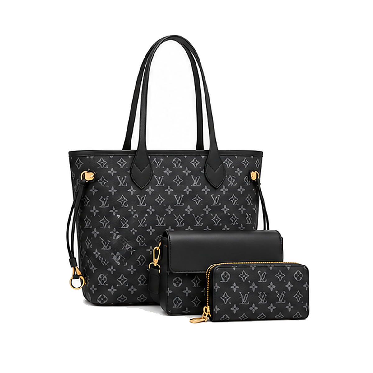 Large Classic Lulu Monogram 3-IN-1 Neverfull Tote Set
