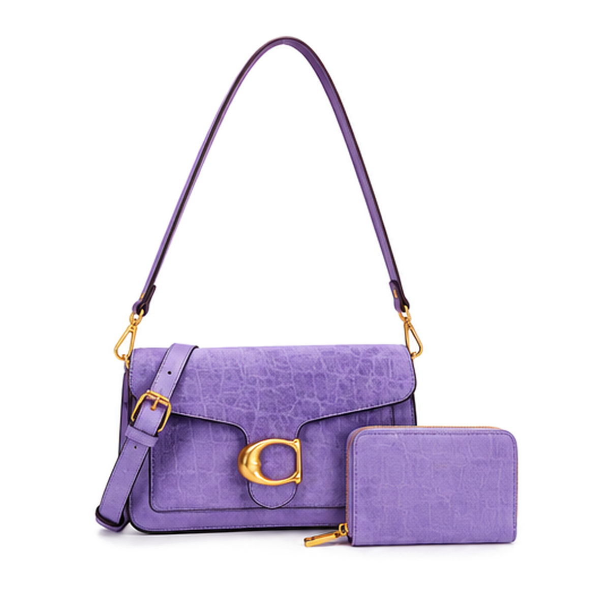 Croc-embossed Texture C-LOGO Shoulder Bag Set
