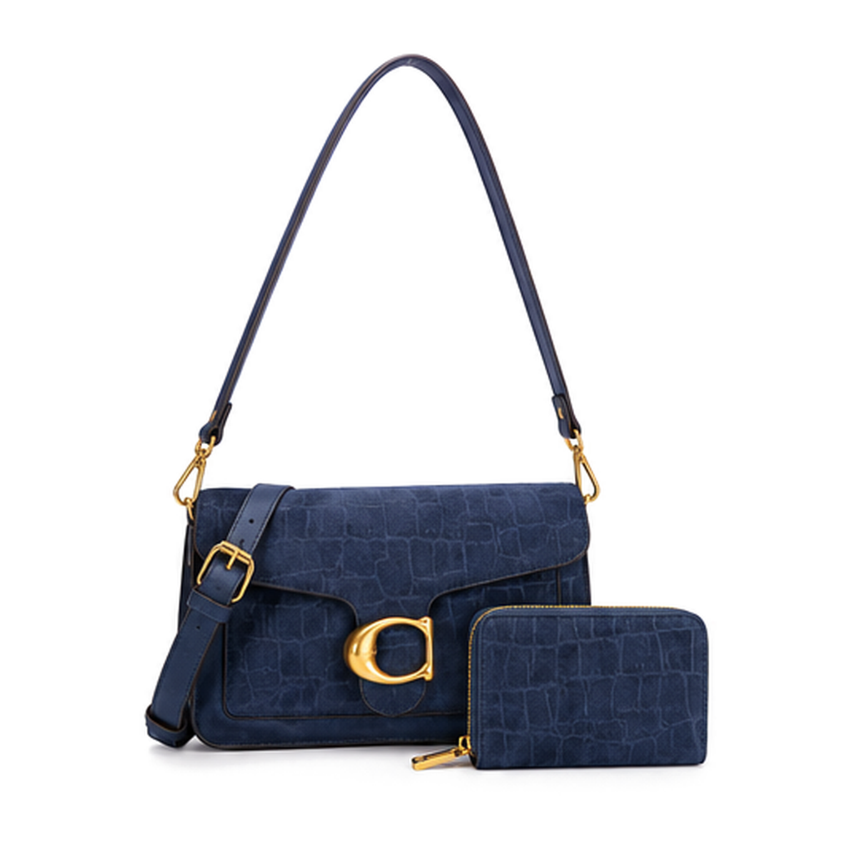 Croc-embossed Texture C-LOGO Shoulder Bag Set