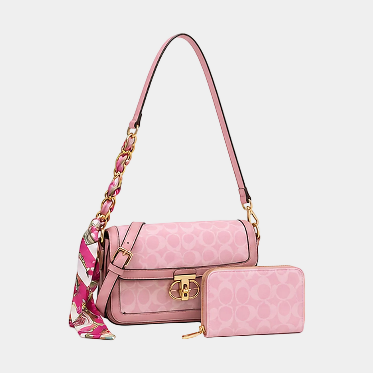 Fashion C-Pattern Shoulder Bag Set with Scarf Chain