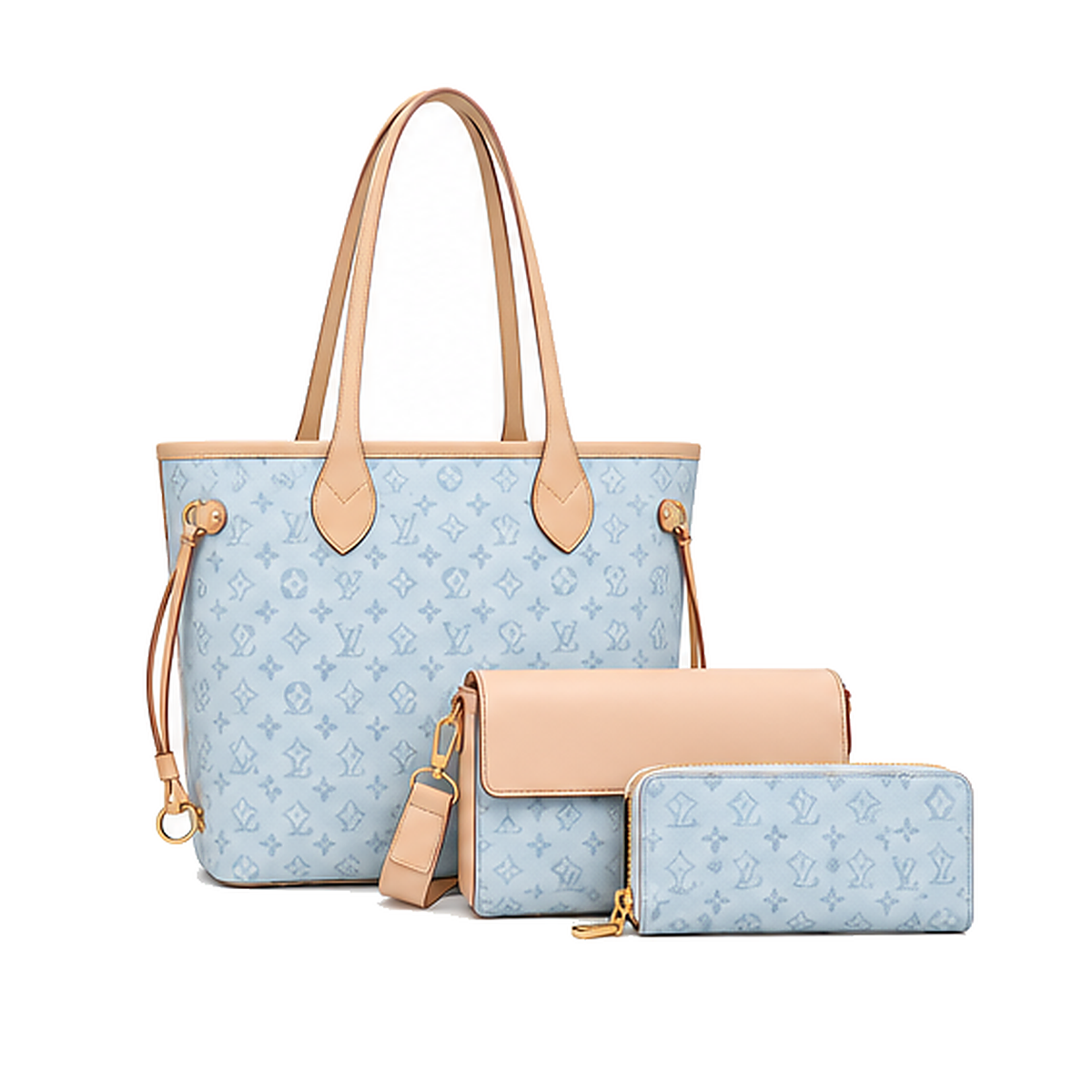 Large Classic Lulu Monogram 3-IN-1 Neverfull Tote Set