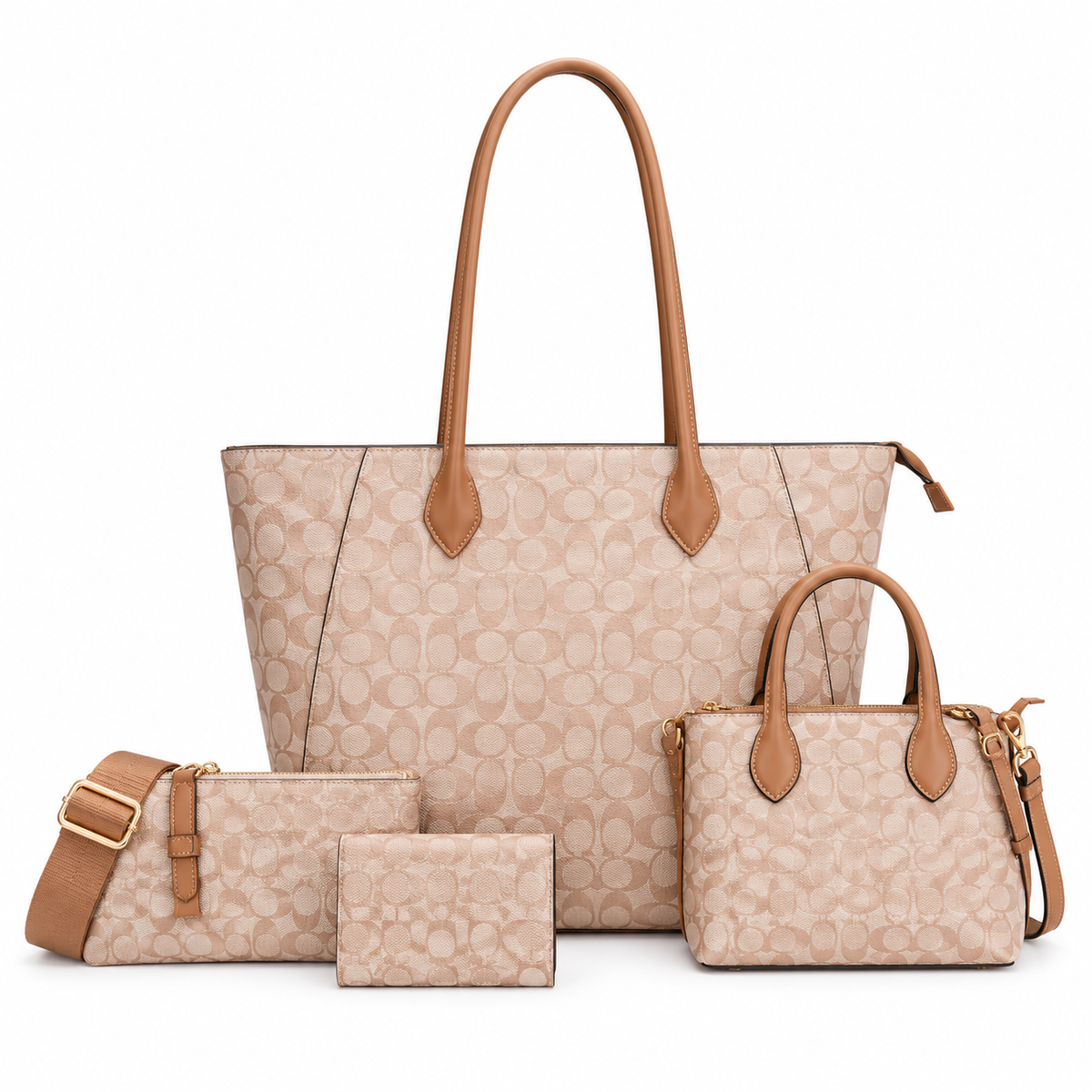 Large Elegant C-pattern 4-IN-1 Tote Set