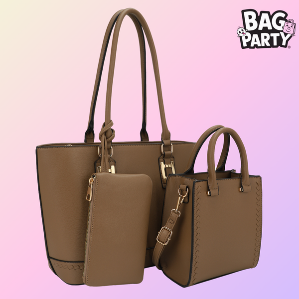 BagParty Exclusive 3-Piece Vegan Leather Handbag Set - Classic Sophistication