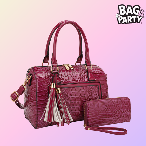 BagParty Exclusive Luxe Croc-Embossed Satchel Set