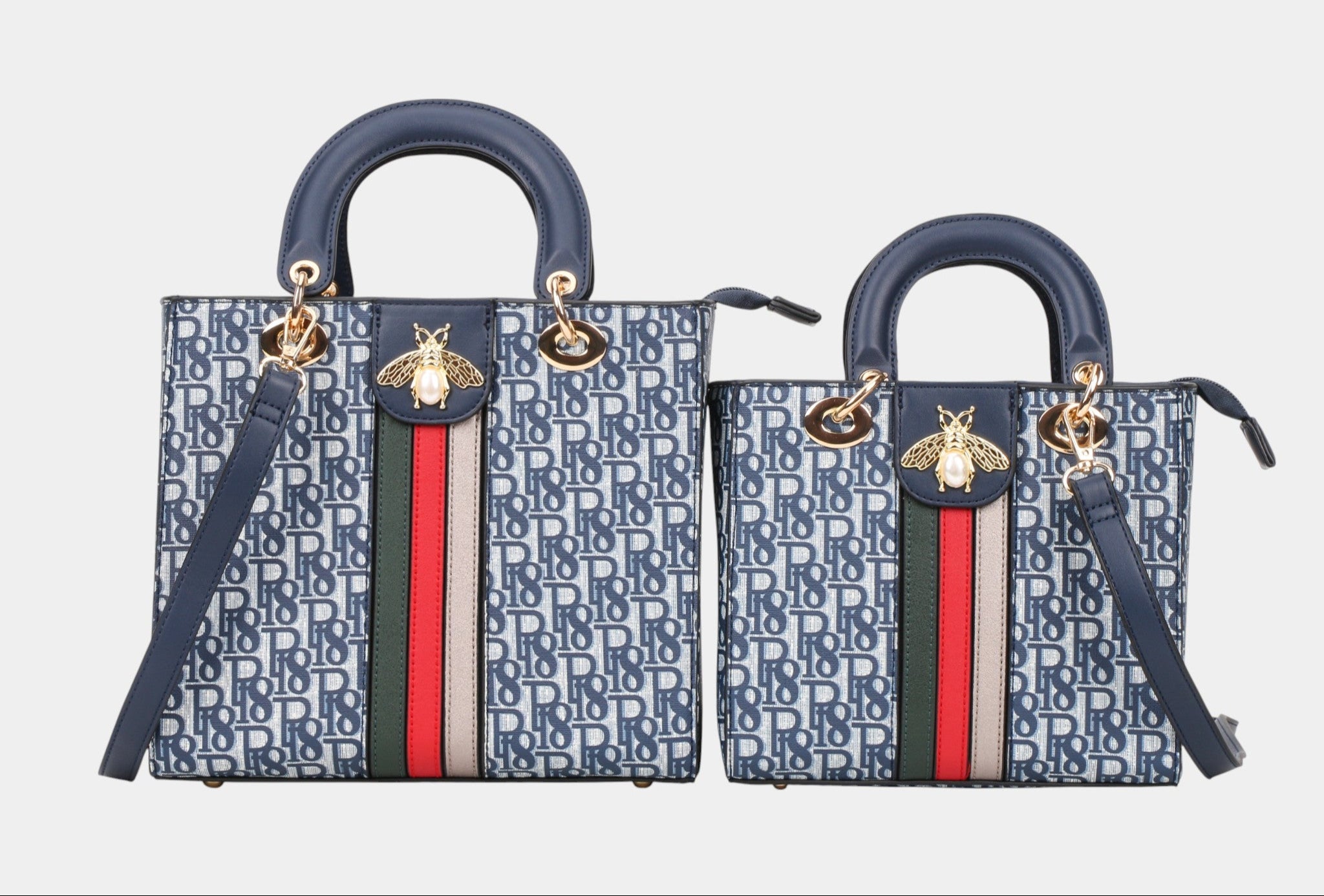 Classic Letter Printed Mommy and Me Handbag Set with Bee Decoration