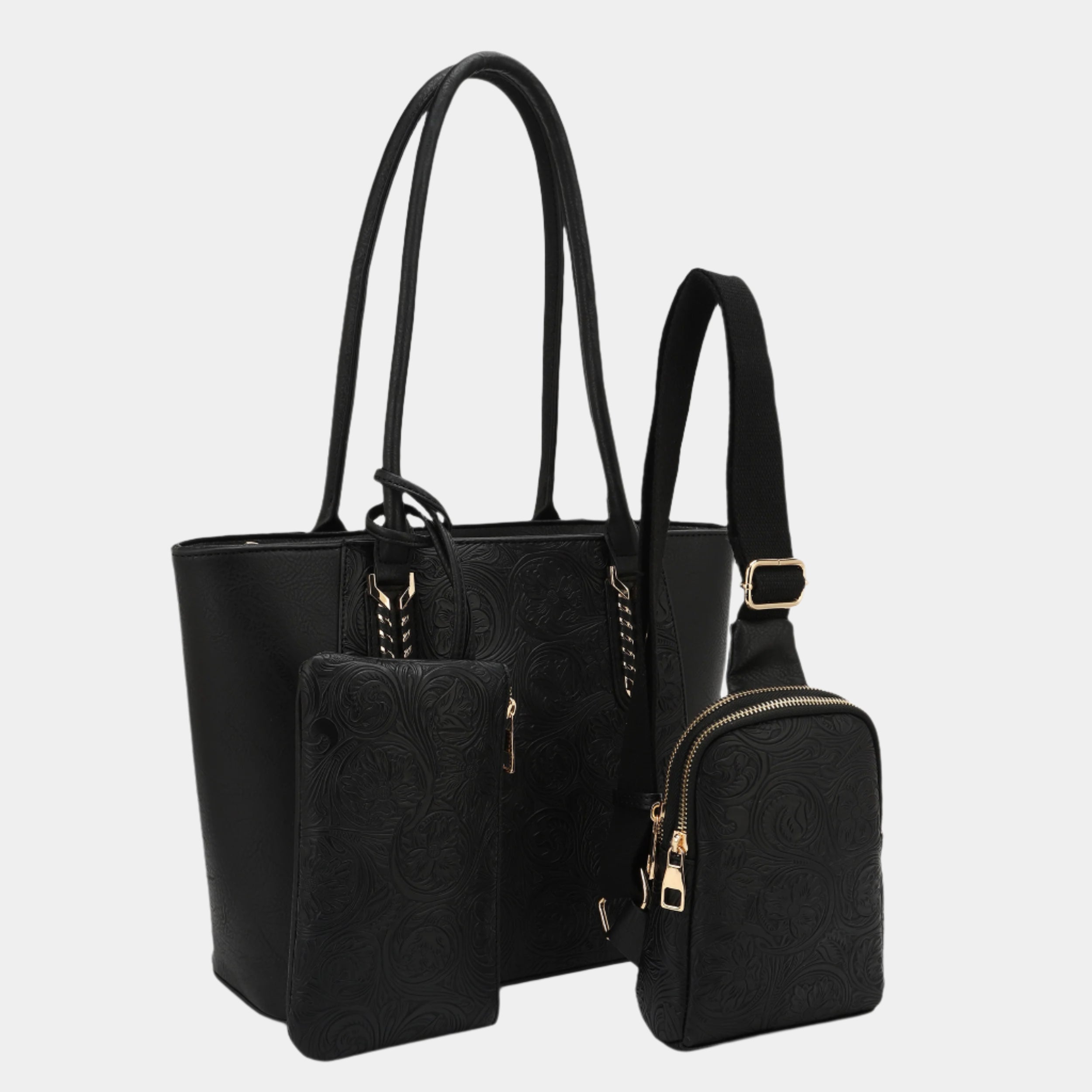 Naomi 3-Piece Vegan Leather Tote Bag Set