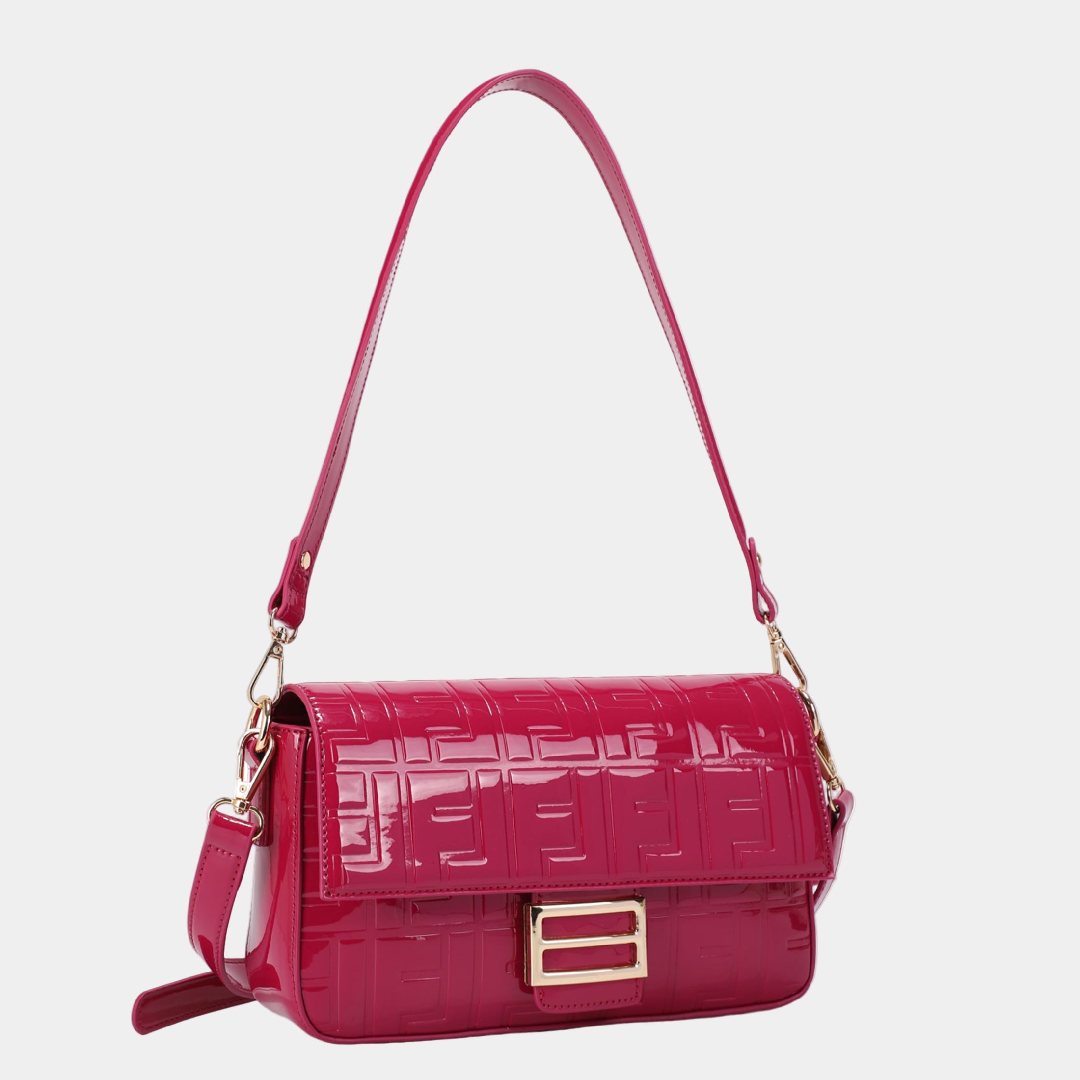 Luxury Shiny Crossbody Bag with Gold Hardware