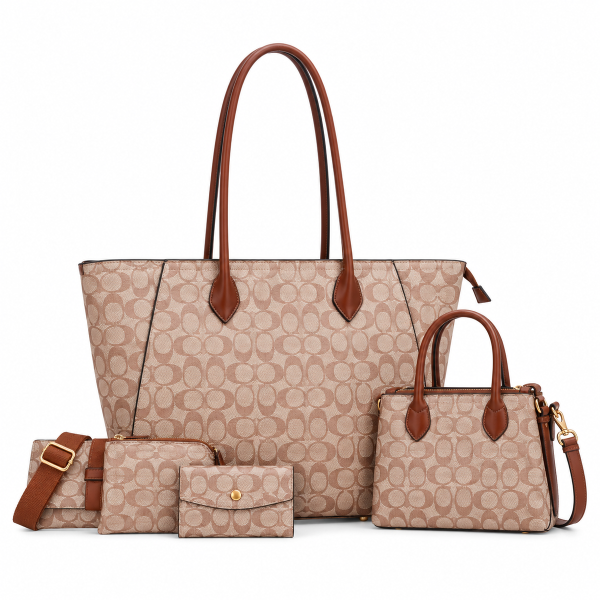 Large Elegant C-pattern 4-IN-1 Tote Set